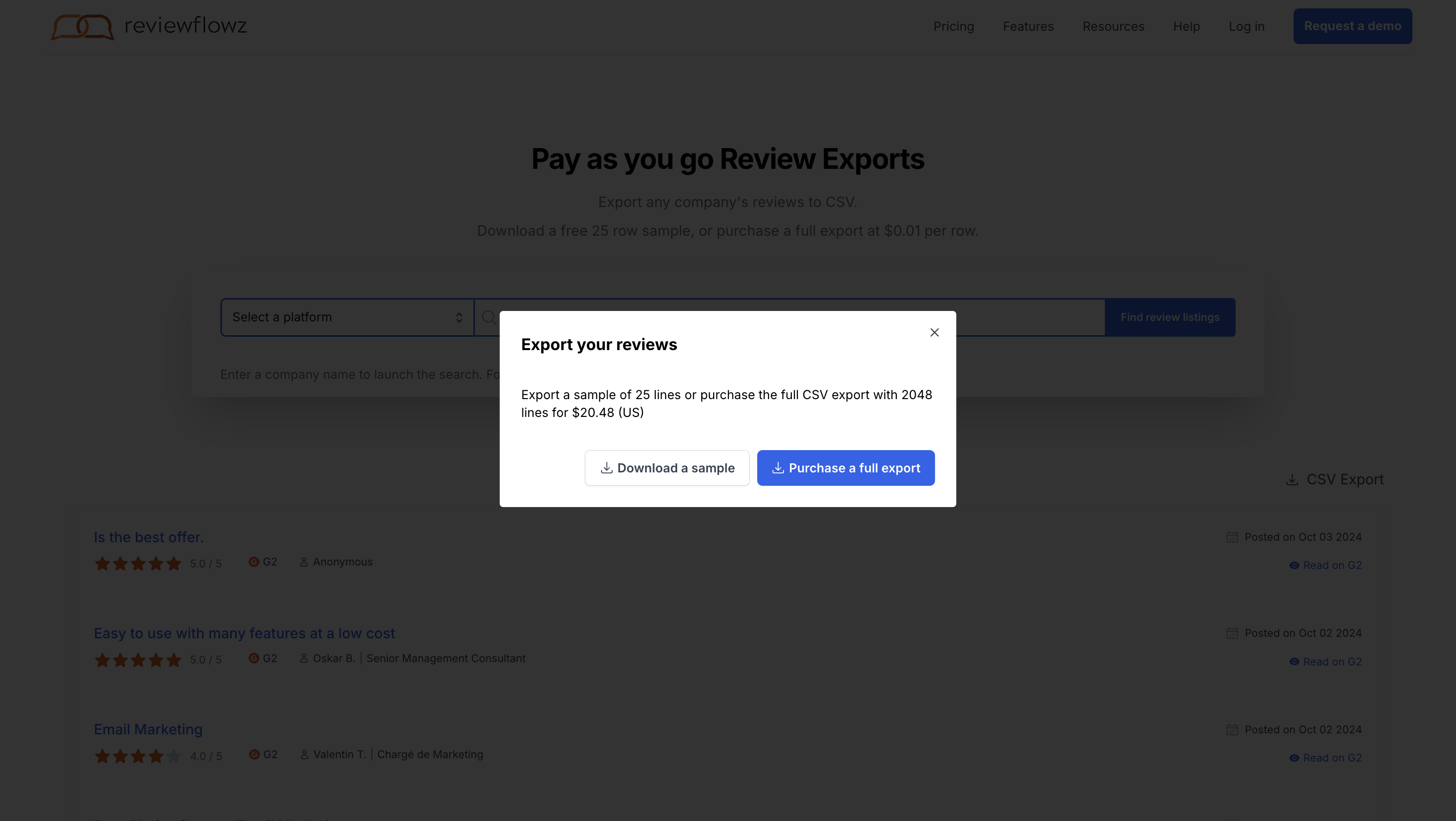 Media Semak Eksport oleh ReviewFlowz - Muat turun ulasan dari mana -mana platform ke CSV 2