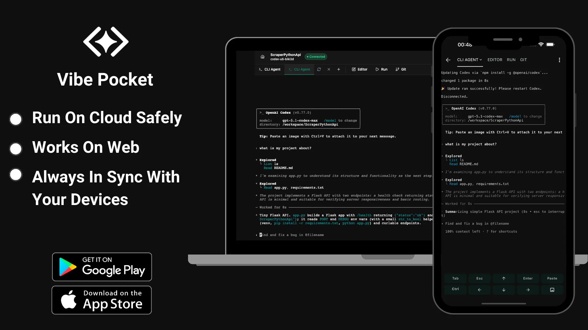 Vibe Pocket: Run AI agents like Claude Code, Codex, Opencode on mobile ...
