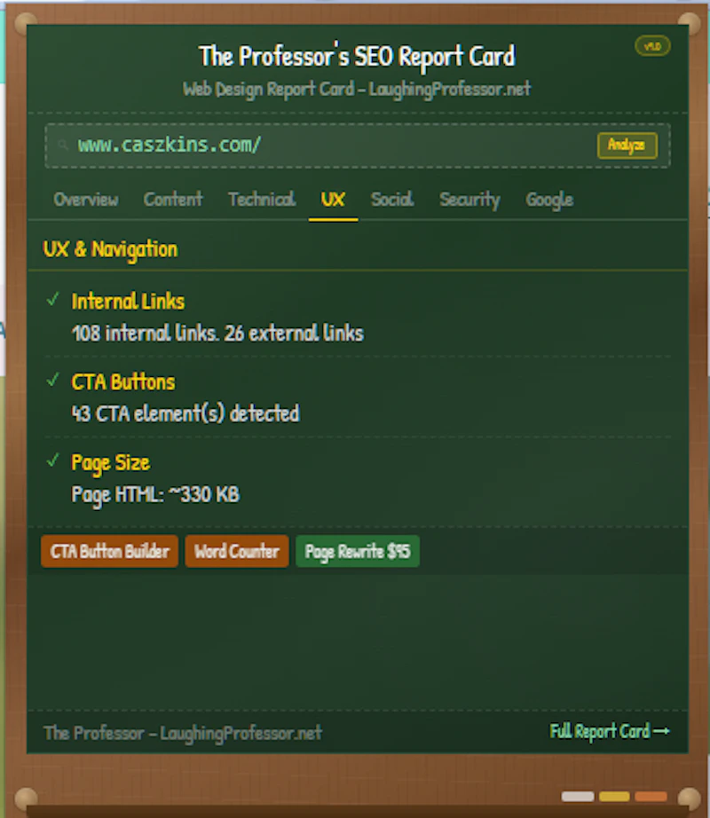 The Professor's Web Design Report Card screenshot 8