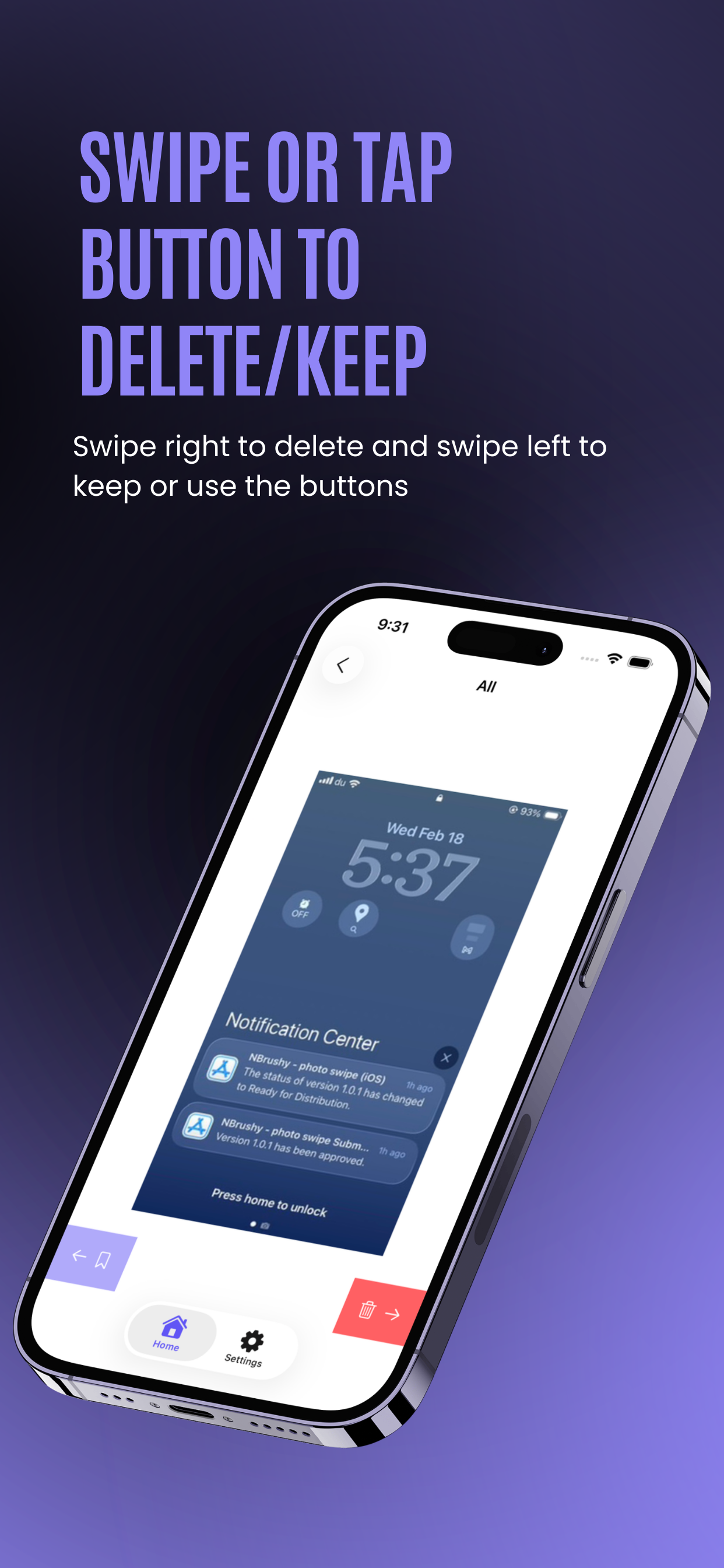 NBrushySwipe: photo cleaner - Main product screenshot demonstrating key features and user interface