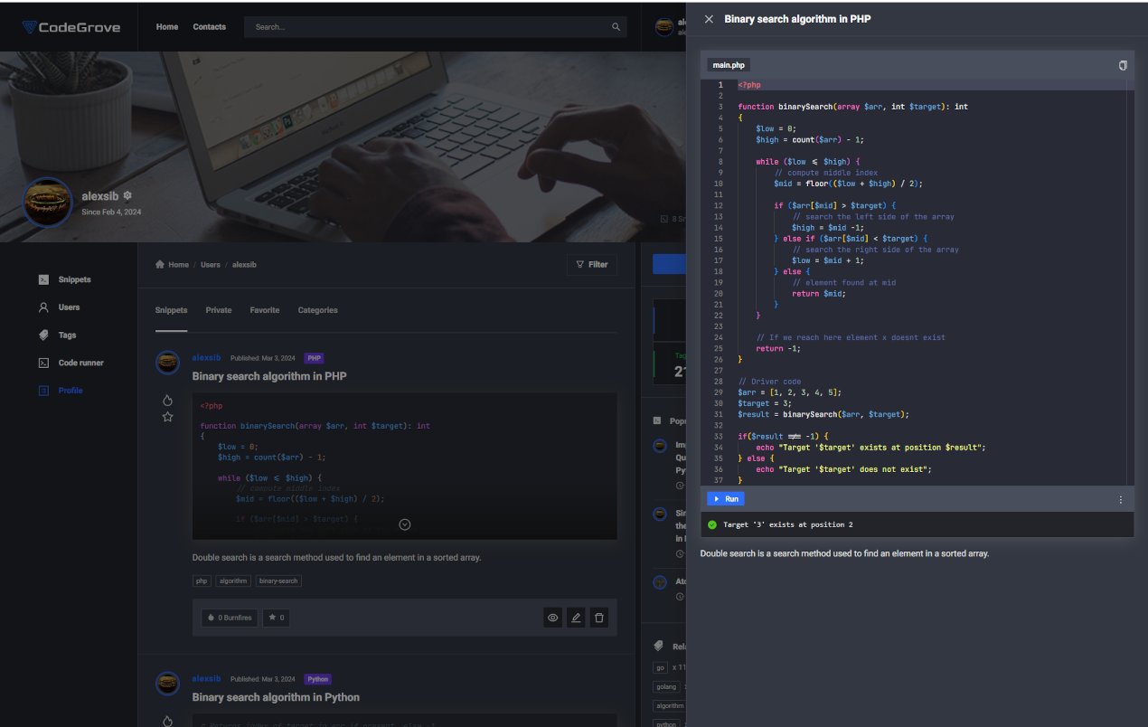 CodeGrove - Entdecken, verwalten und führen Sie Code -Snippets aus Medien 5