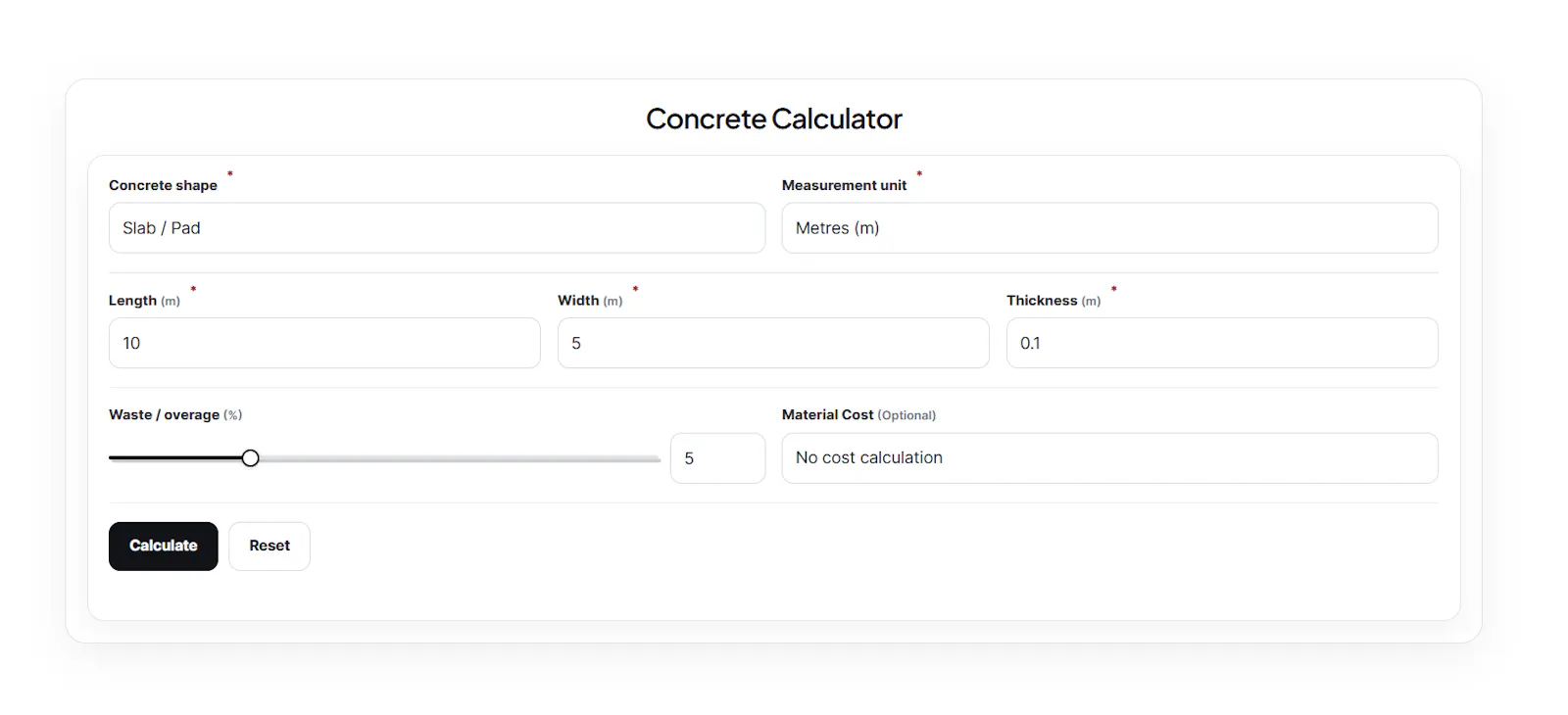 Concrete Calculator - Infontis screenshot 1
