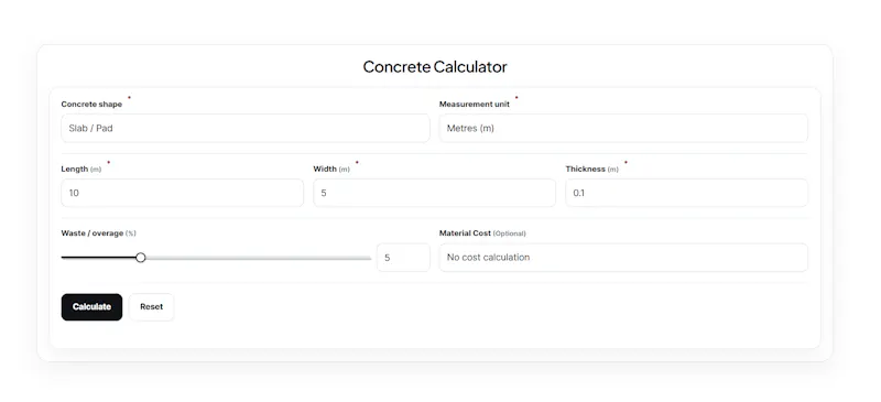 Concrete Calculator - Infontis screenshot 1