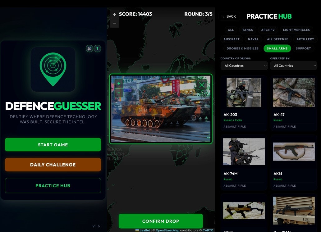 DefenceGuesser - Main product screenshot demonstrating key features and user interface