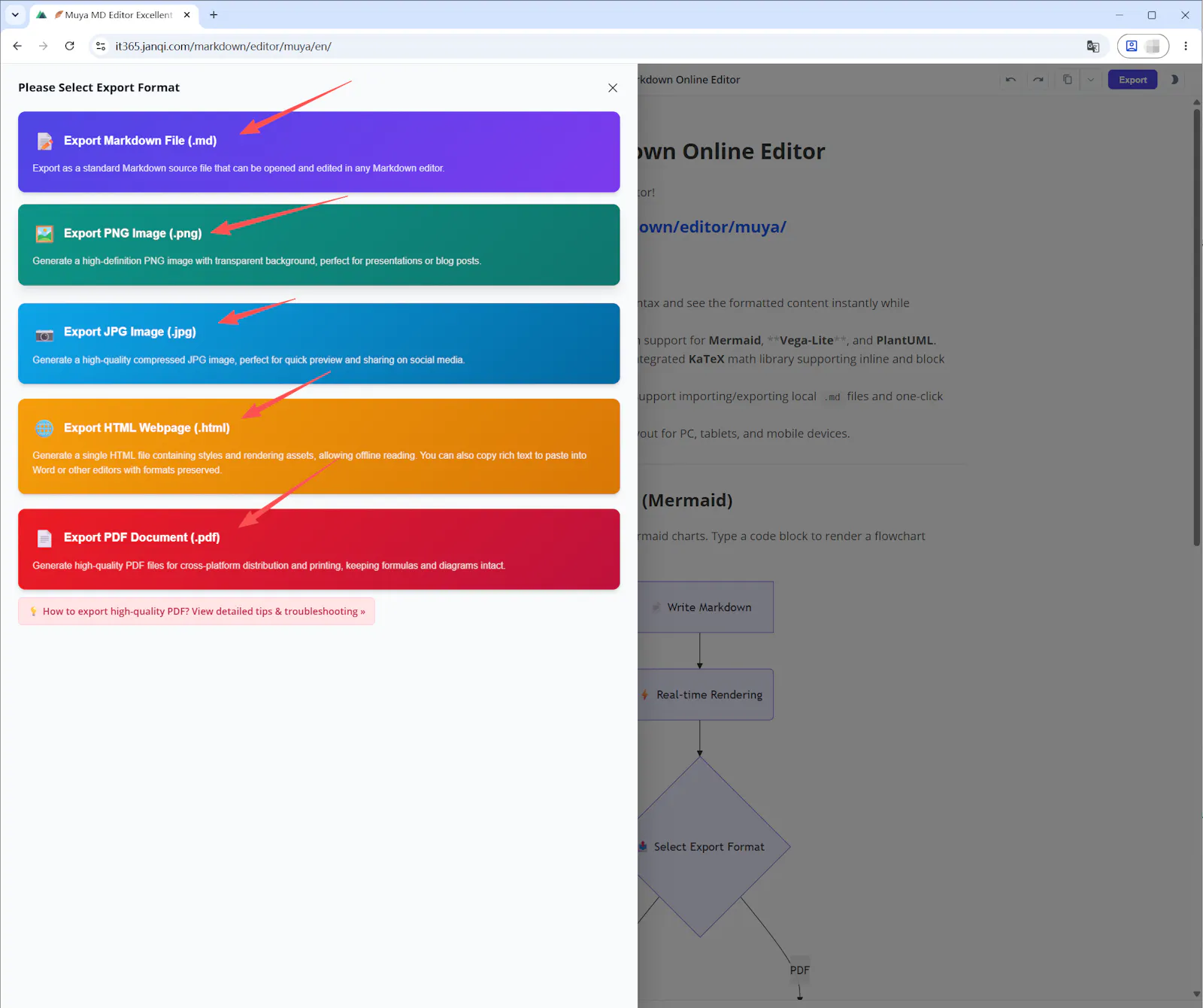 WYSIWYG Markdown editor, MD to image/PDF screenshot 1