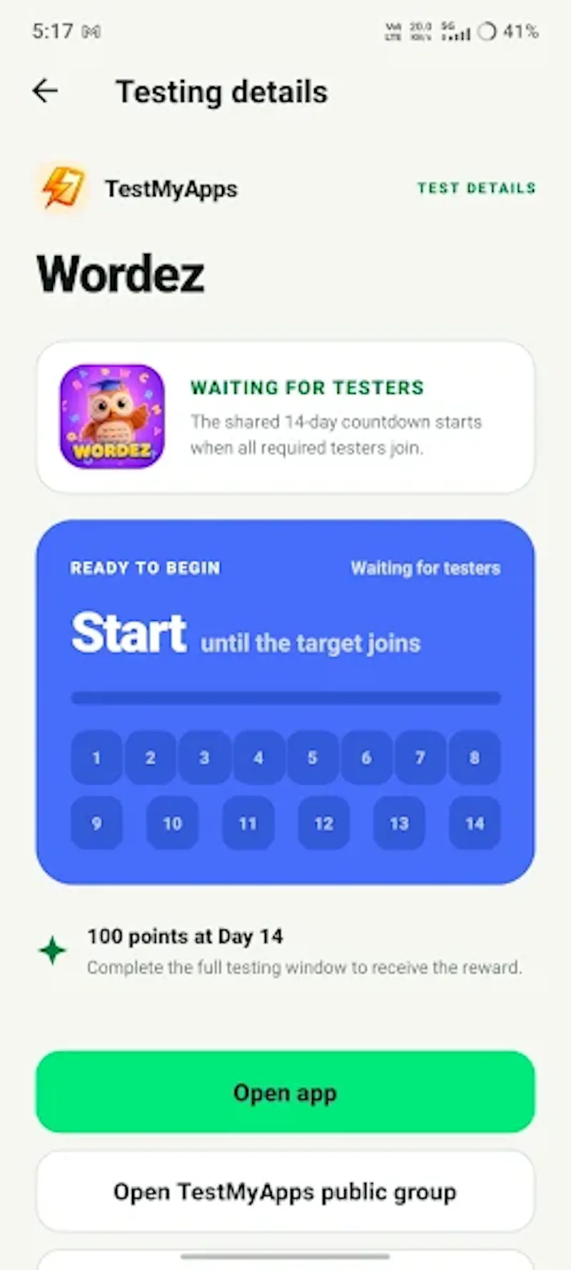 TestMyApps - Get 12 testers for 14 days screenshot 4