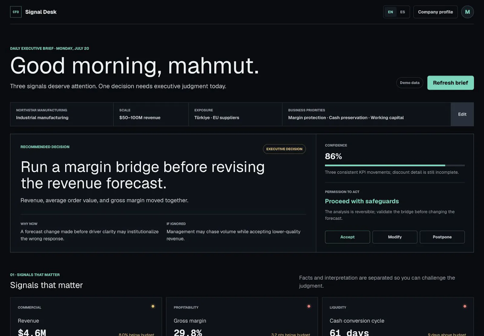 CFO Signal Desk screenshot 2