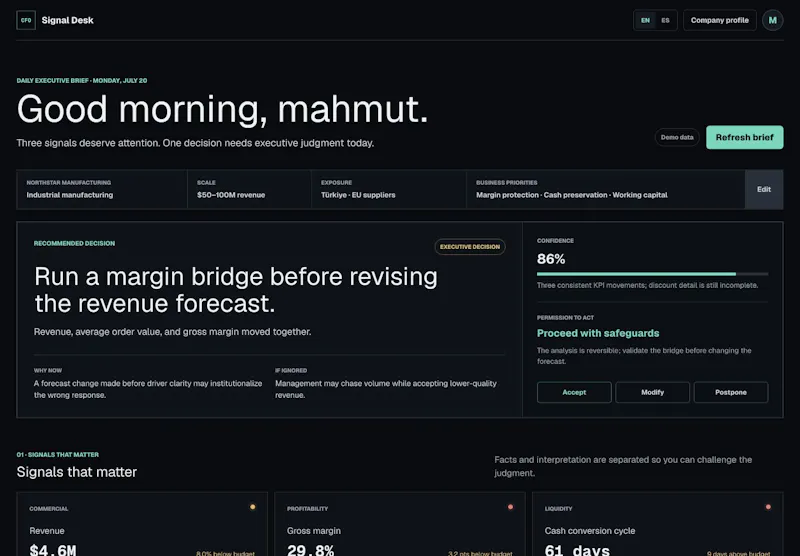 CFO Signal Desk screenshot 2