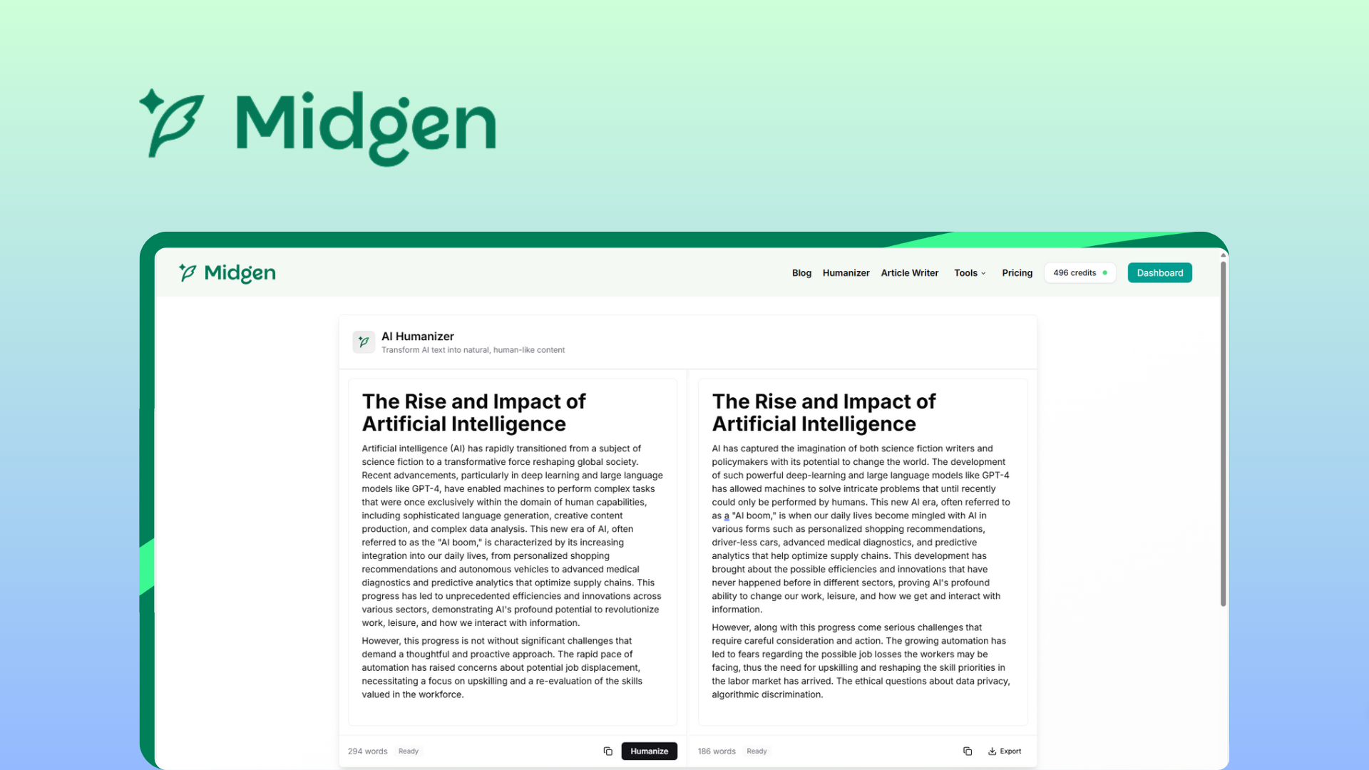 Midgen.ai - Blog yazılarından romanlara - ai insan yaptı. medya 5