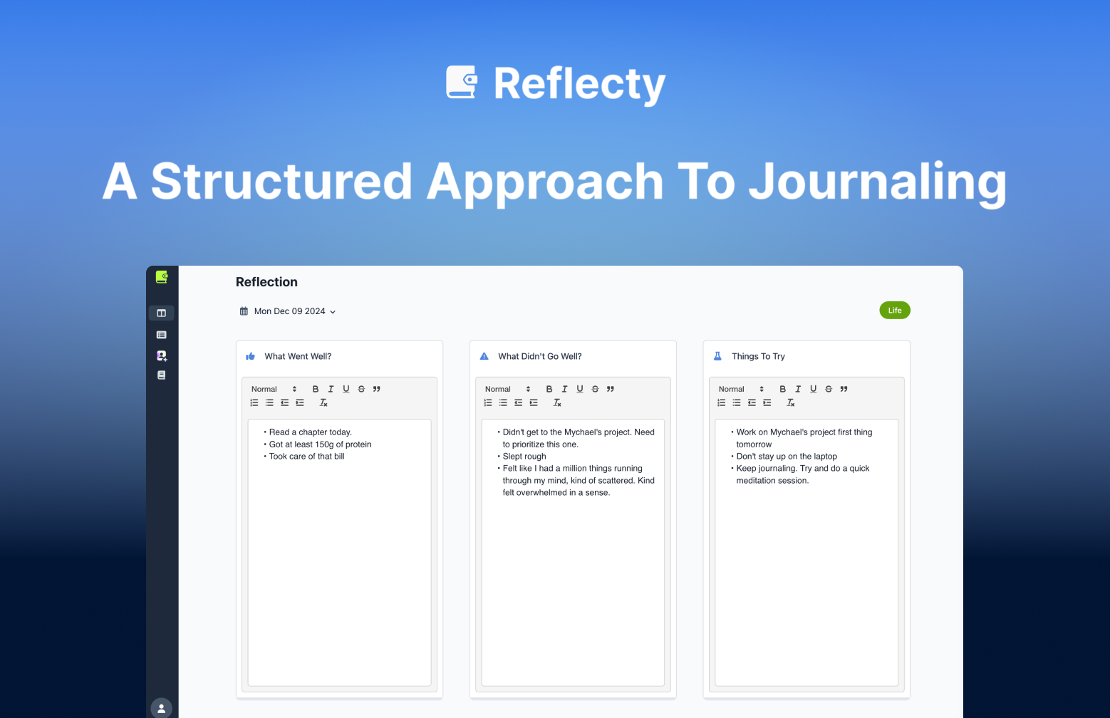 Reflecty - Turn your daily reflections into actionable insights journal media 1