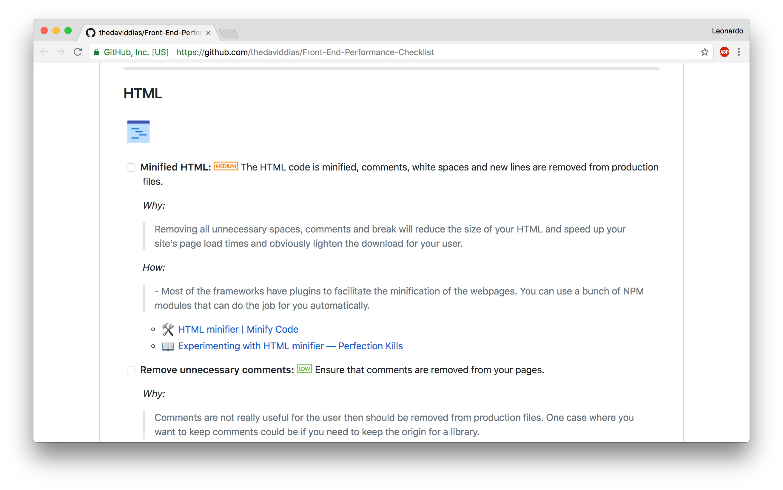 Front-End Performance Checklist Image
