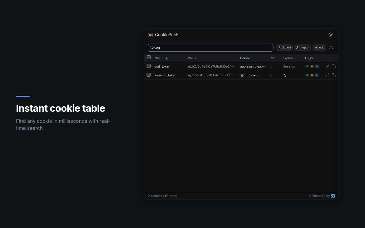 CookiePeek - Screenshot 2 showing product features and functionality