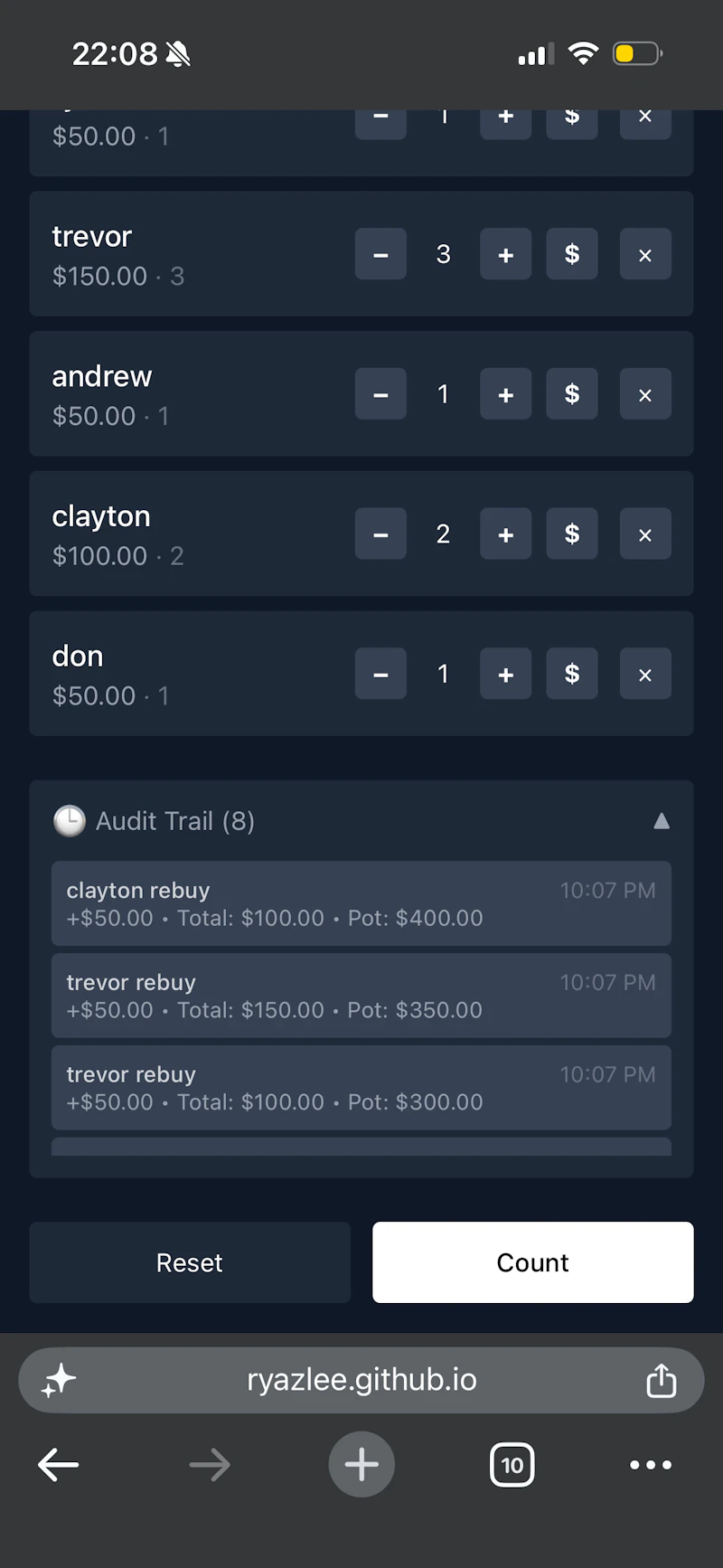 Poker Session Manager screenshot 2