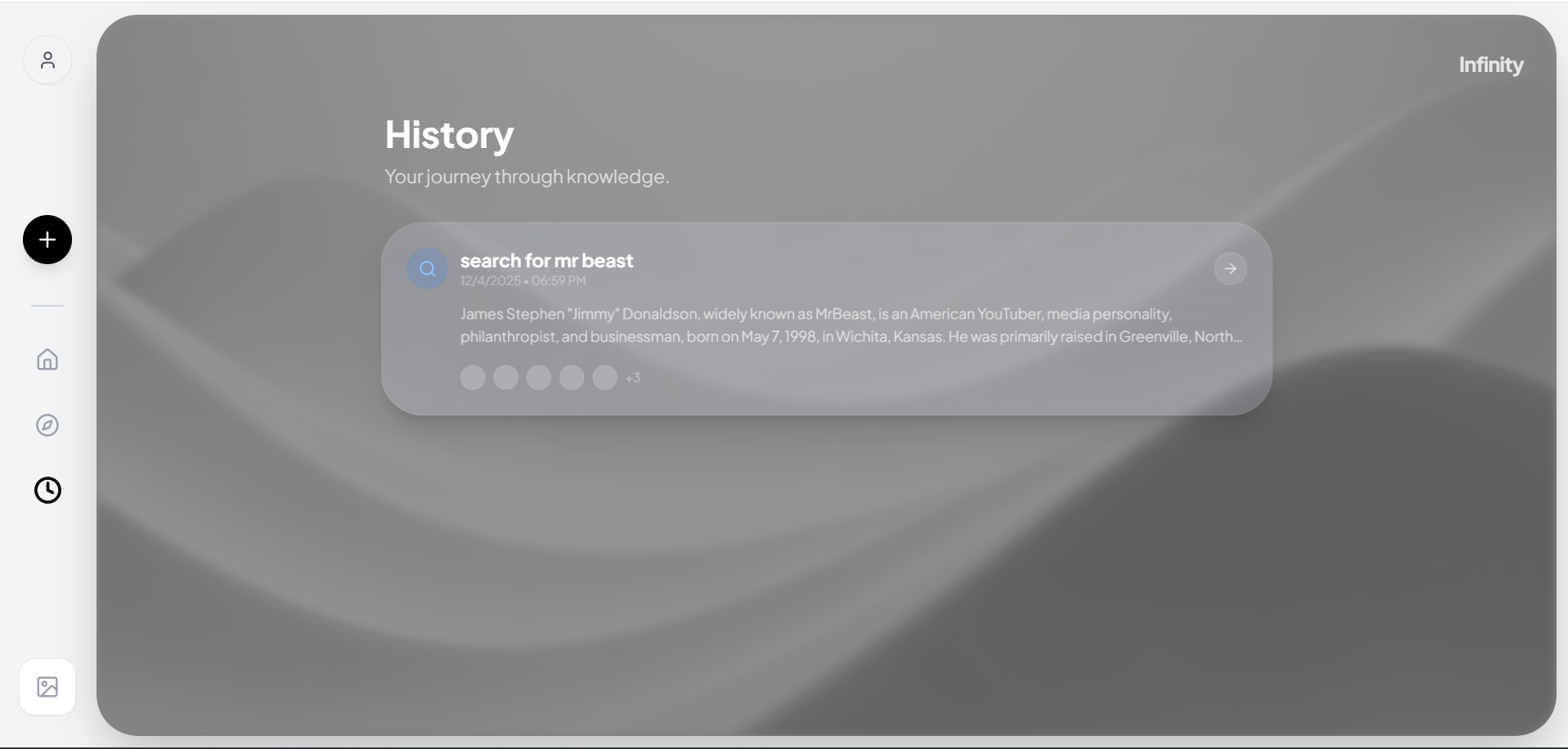  Infinity Search AI - Main product screenshot demonstrating key features and user interface