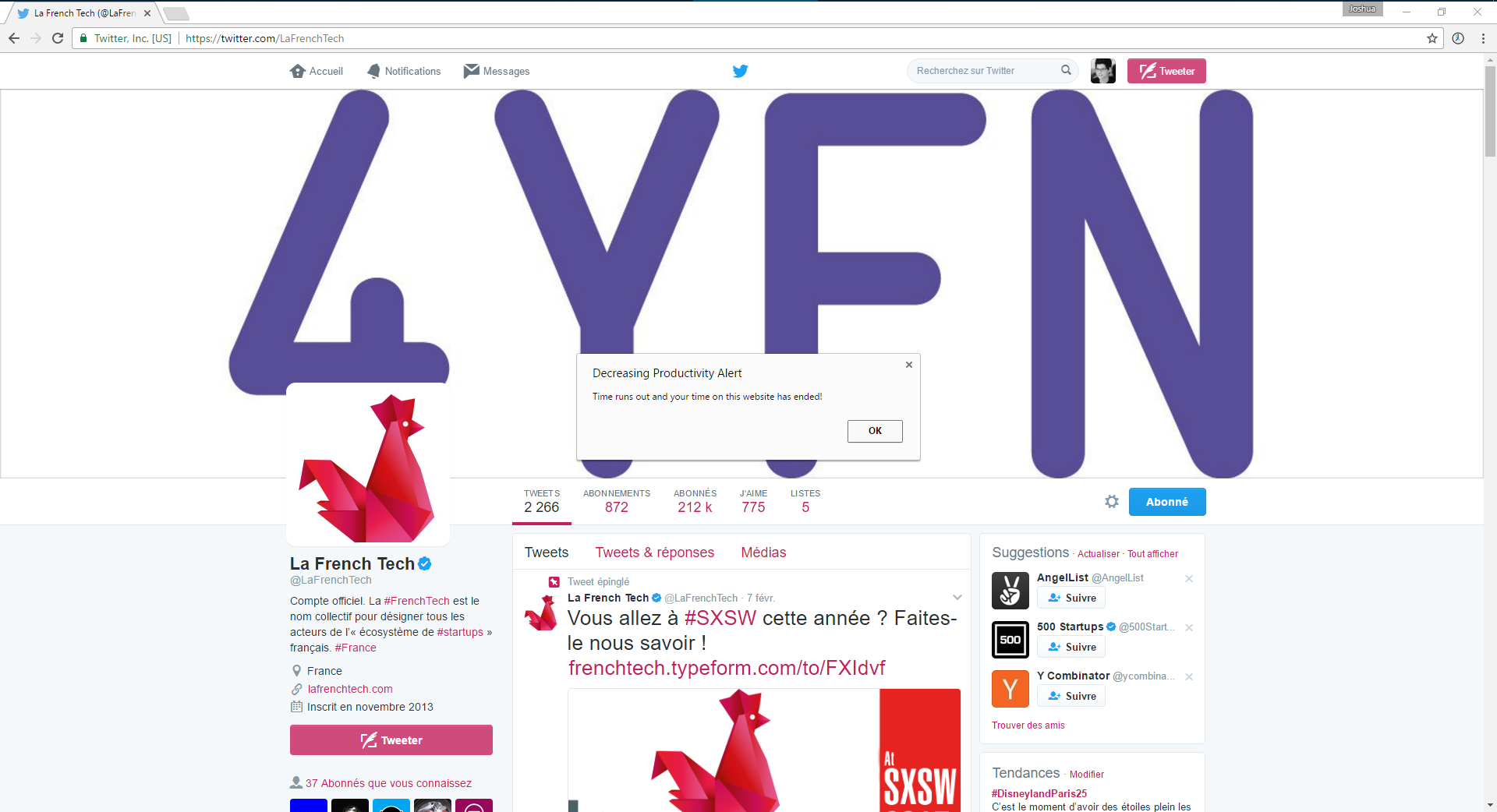 Decreasing Productivity Alert - Chrome Extension gallery image