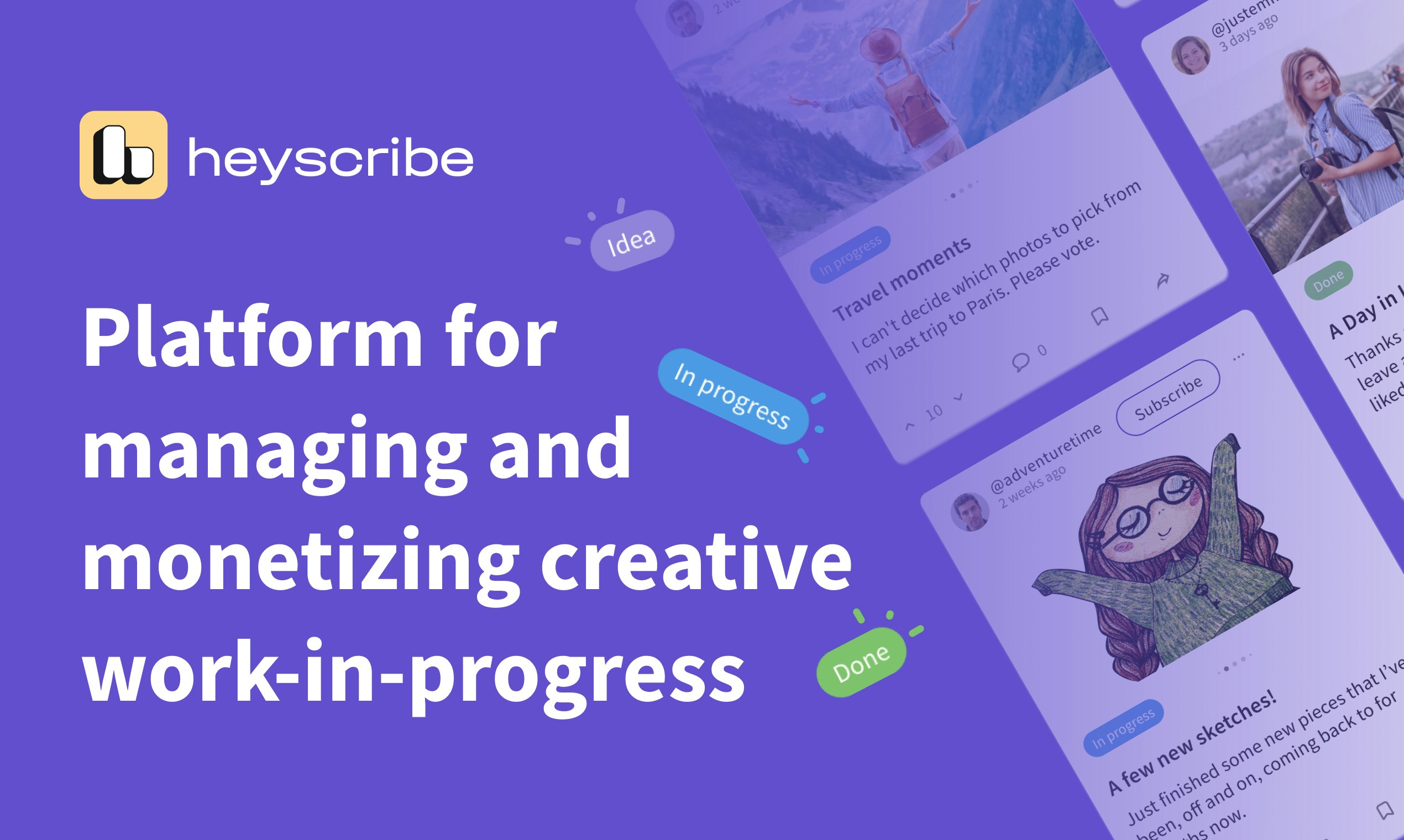 startuptile Heyscribe-Manage and monetize your creative work-in-process