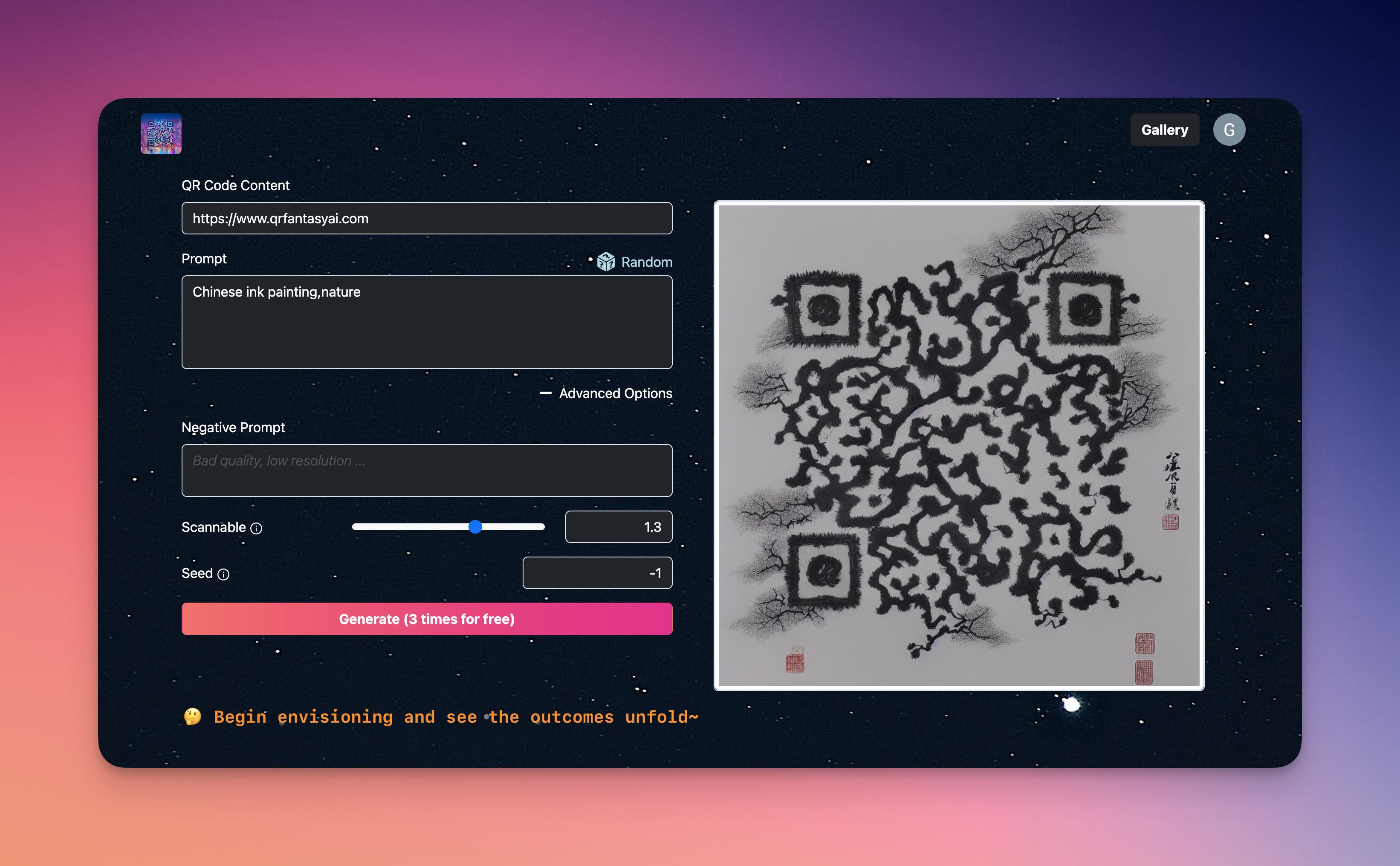 QR Fantasy AI - Craft QR Codes พร้อม AI ซึ่งเสนอตัวเลือกที่ปรับแต่งได้อย่างสมบูรณ์ media 1