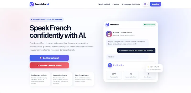 FrenchPal.ai - Your AI Speaking Partner screenshot 1