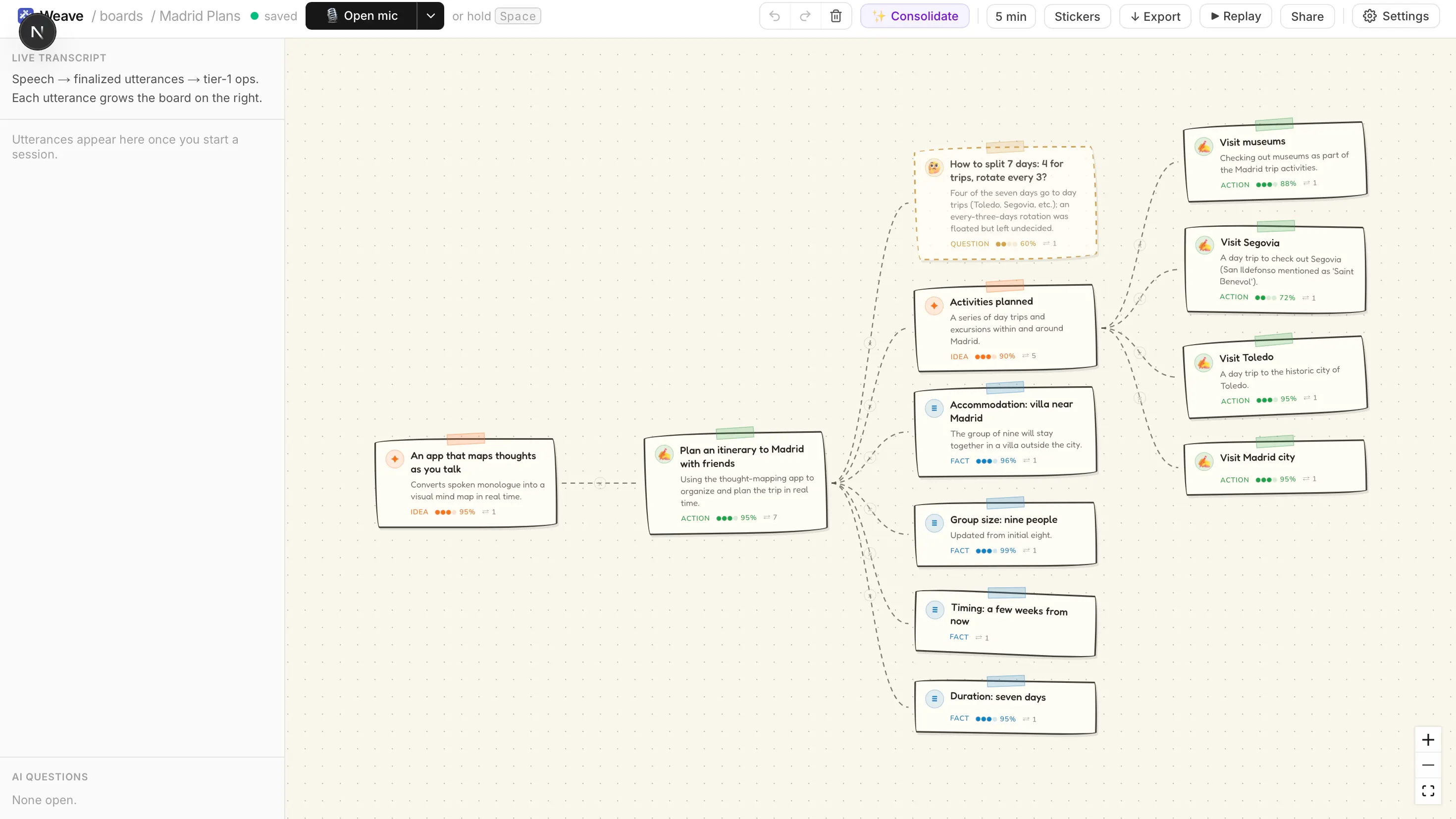 startuptile Weave-Think out loud and watch it become a living map.