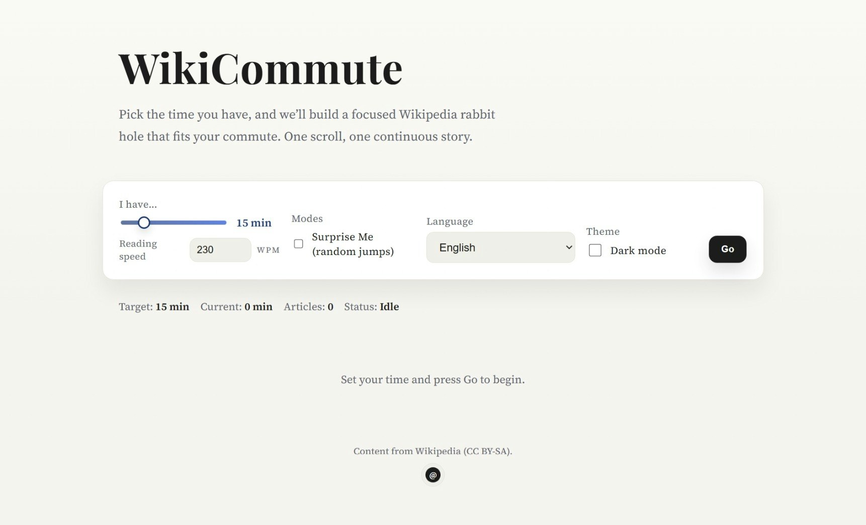 WikiCommute - Main product screenshot demonstrating key features and user interface