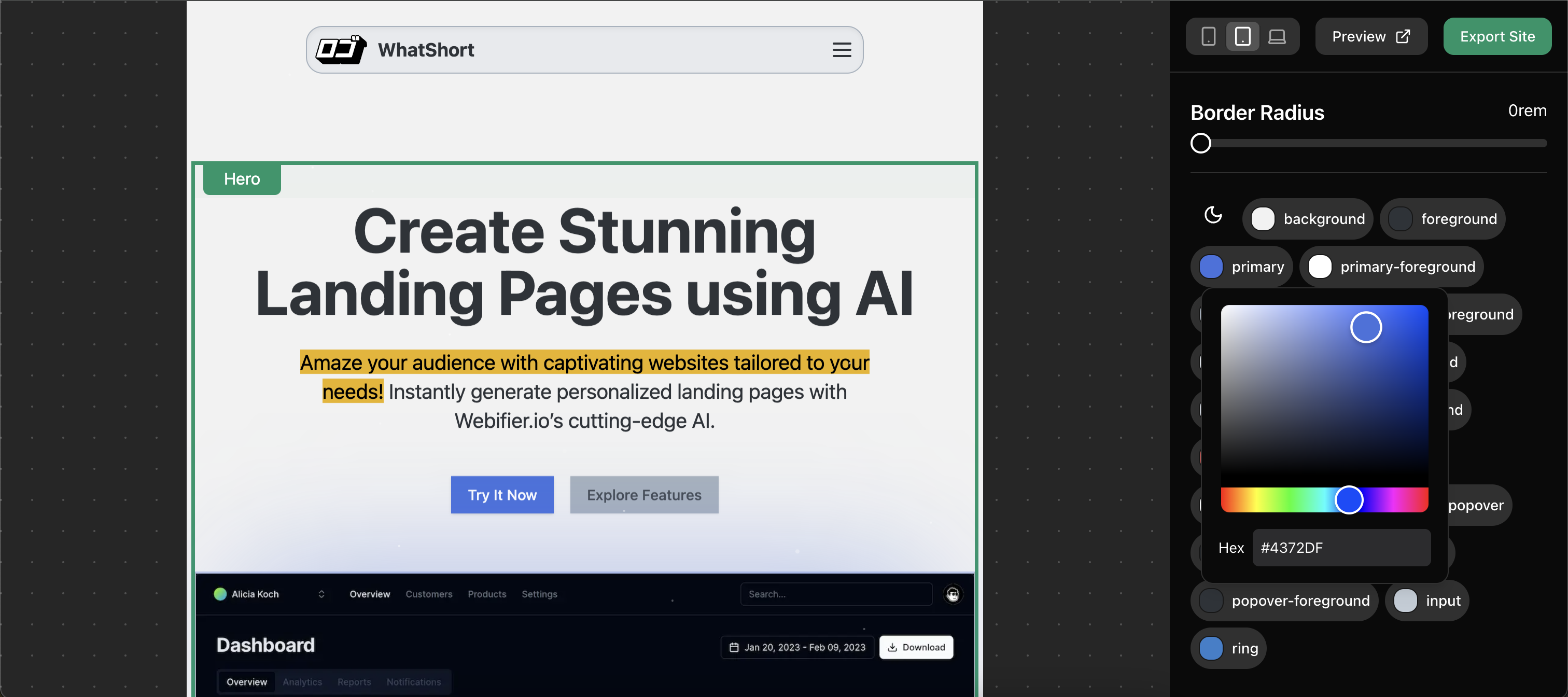 startuptile Webifier.io-Generate React landing pages with AI