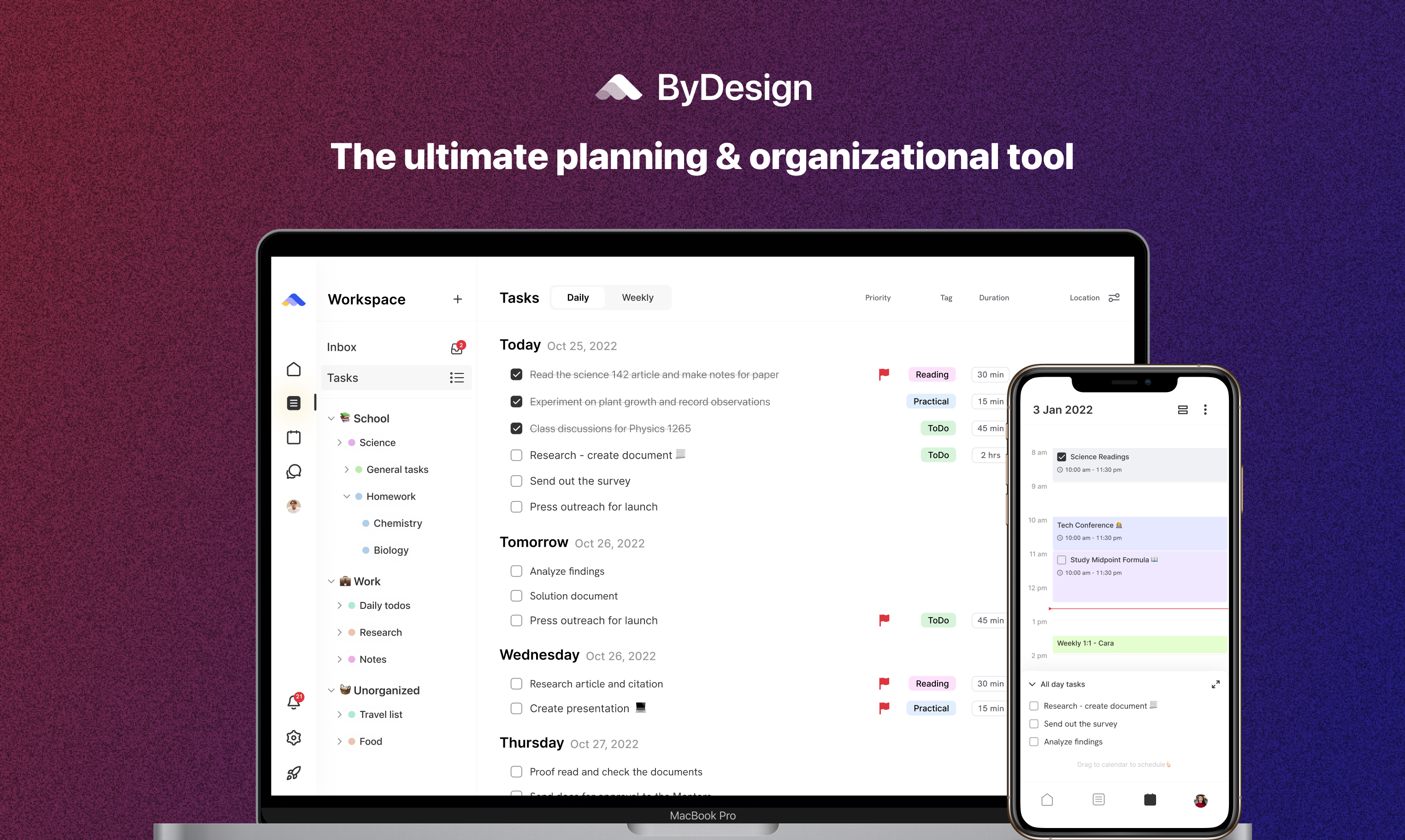 startuptile ByDesign-Calendars tasks & notes