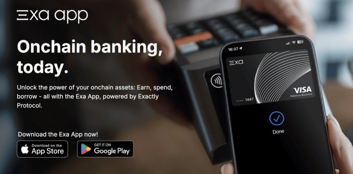 Exa -app - Onchain Banking, vandaag. media 2