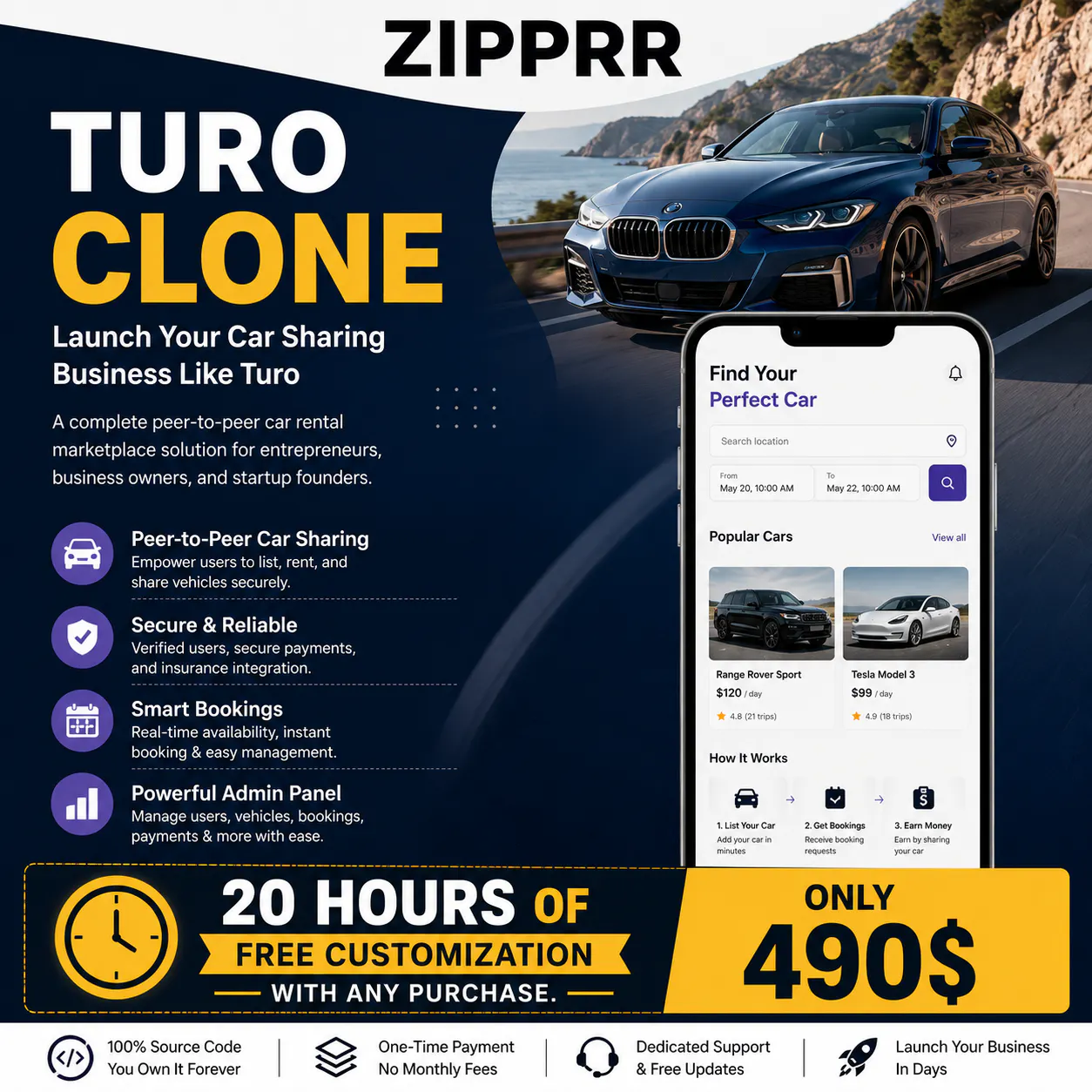 Zipprr Turo Clone Script gallery image