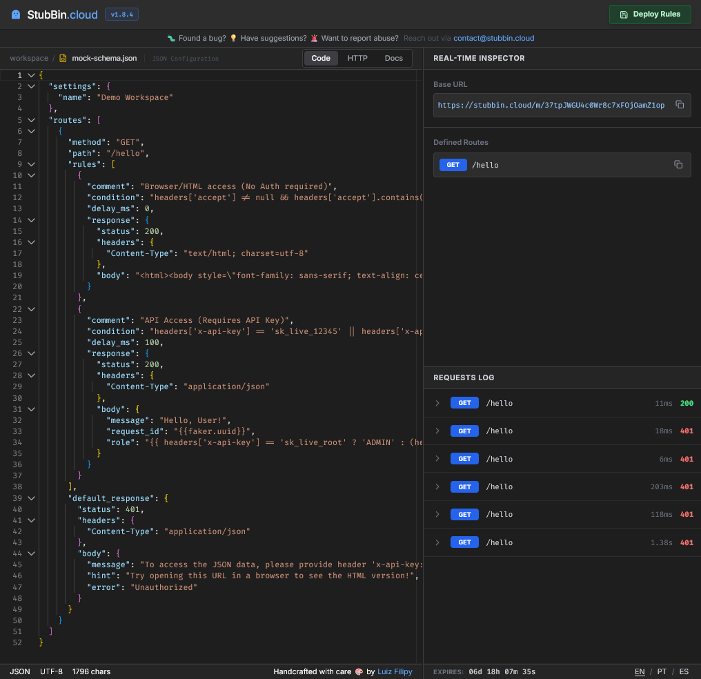 StubBin - Main product screenshot demonstrating key features and user interface