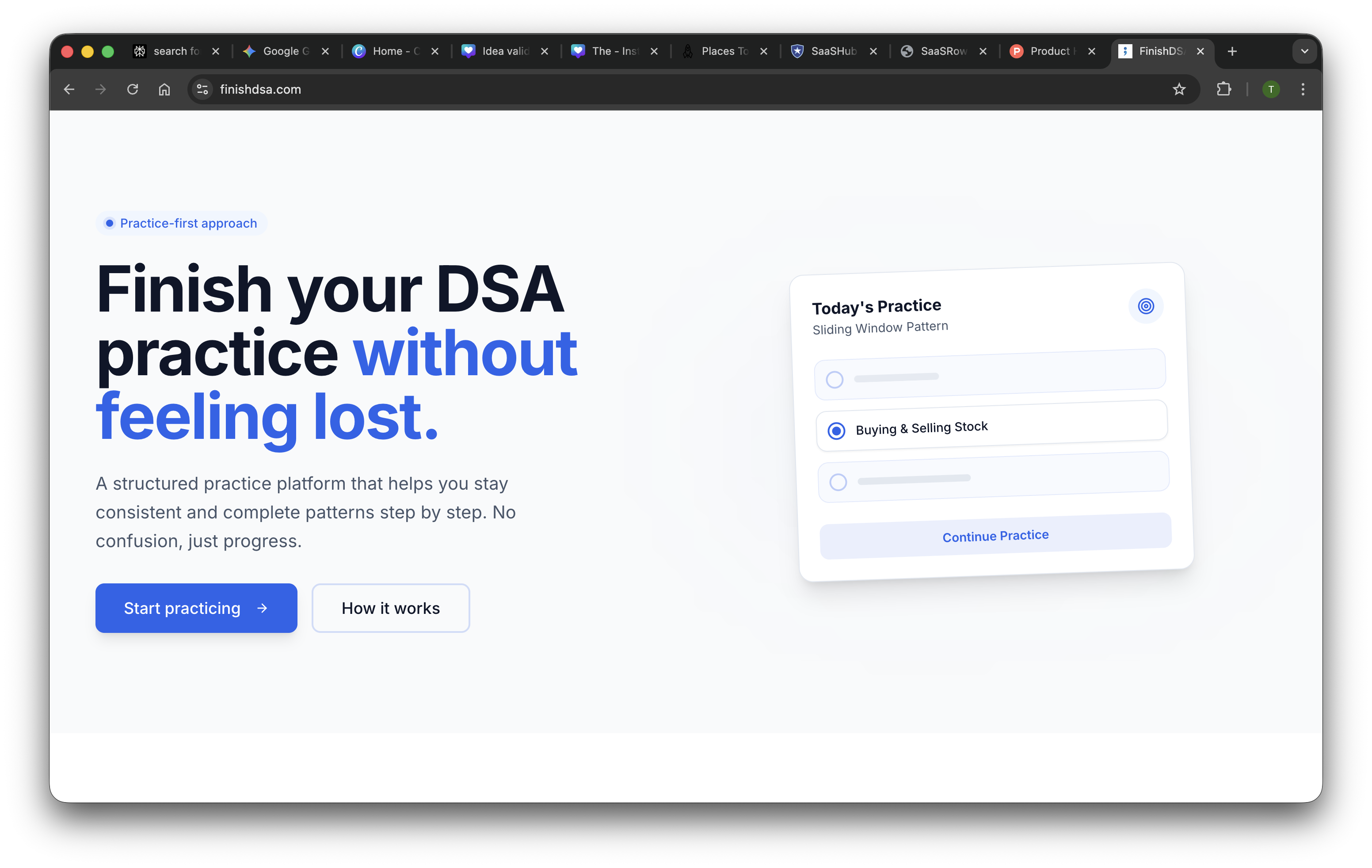 FinishDSA - Screenshot 3 showing product features and functionality