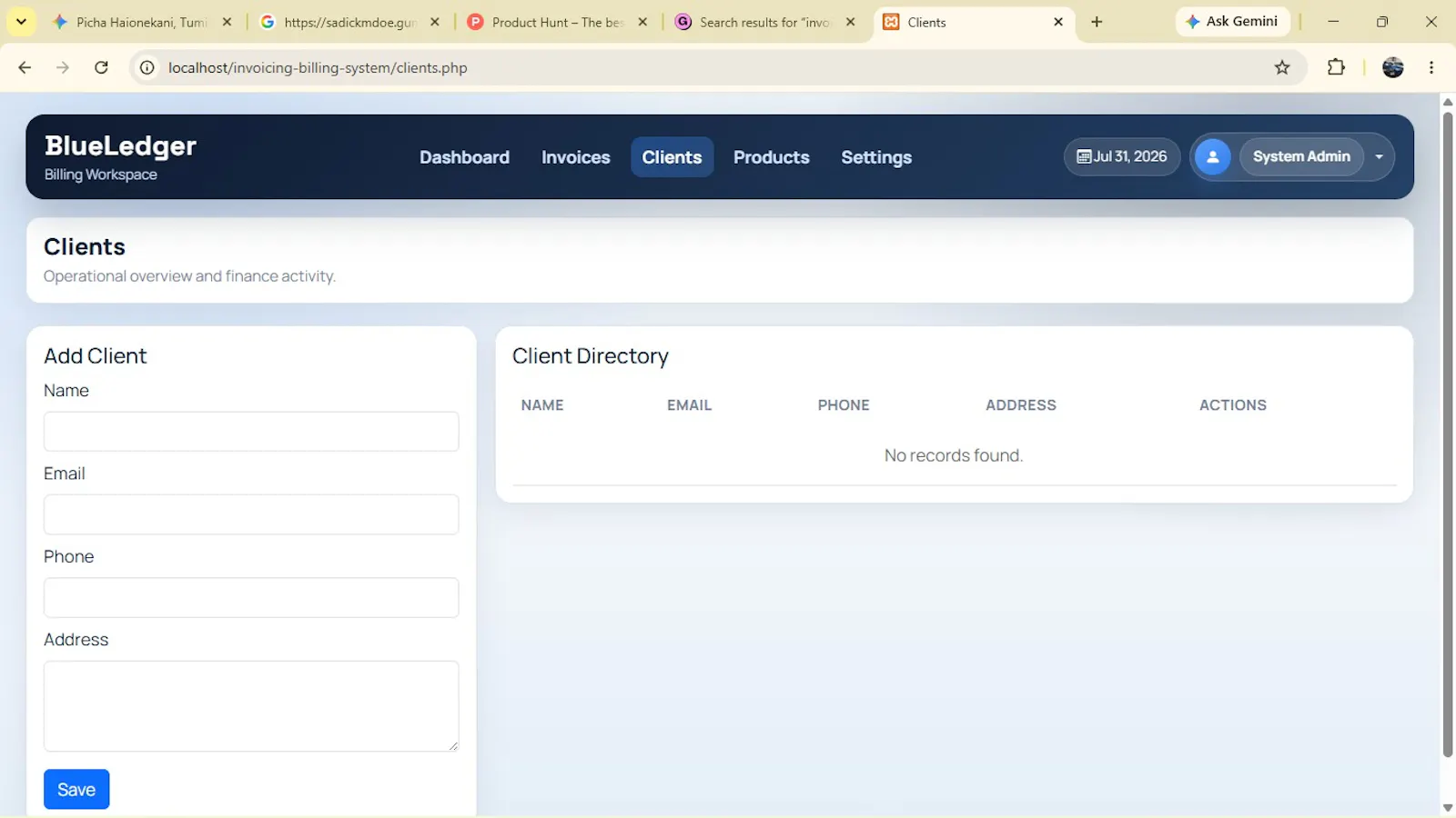 BlueLedger Invoicing System screenshot 2
