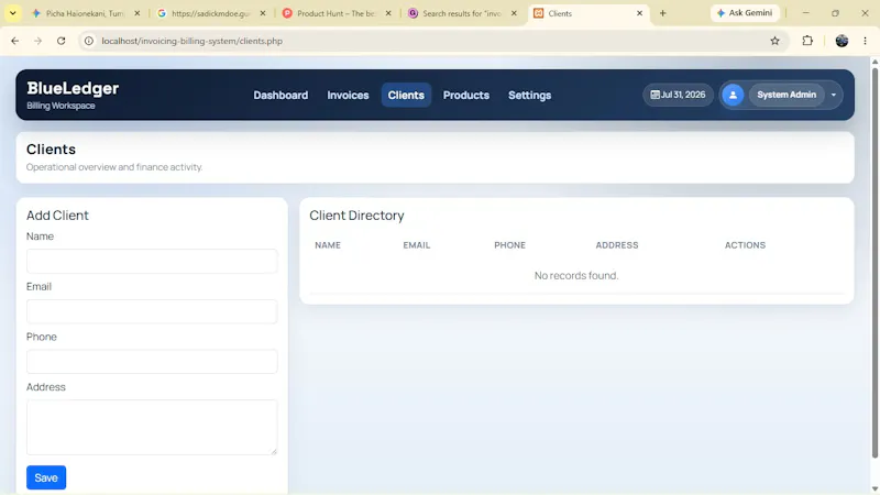 BlueLedger Invoicing System screenshot 2