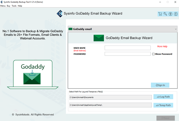 Sysinfo GoDaddy电子邮件备份工具媒体1