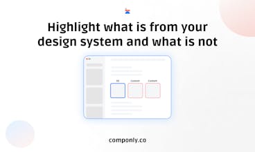 さまざまなコンポーネントを備えたデザインシステムのイラストで、Componlyはどのようにユーティリティを強化し、広範な適応を可能にするかを示しています。