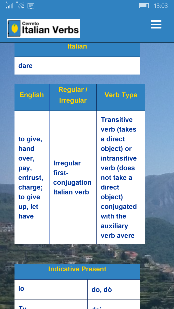 Cerreto Italian Verbs gallery image
