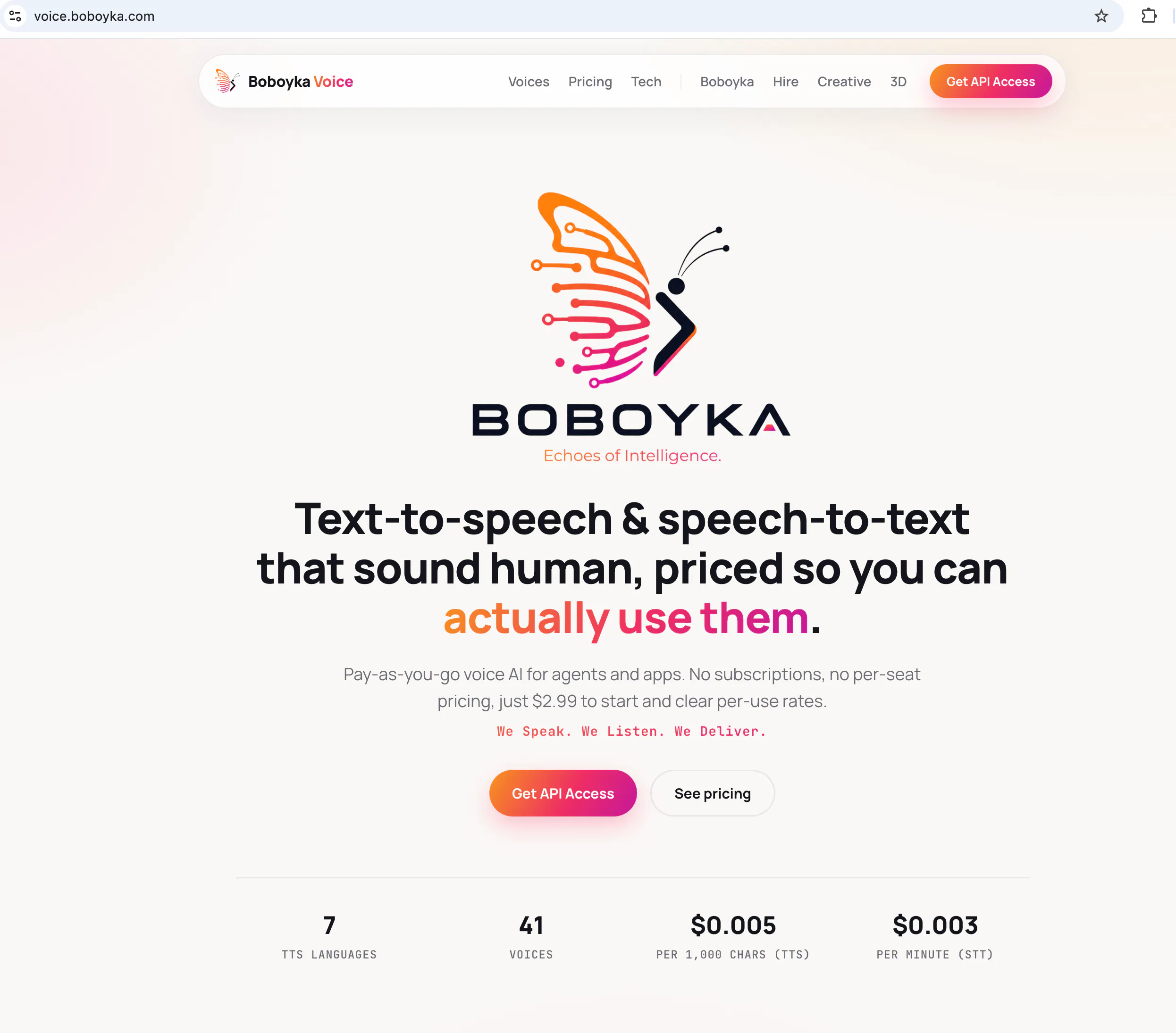 Boboyka Voice, Pay-as-u-go TTS & STT API gallery image