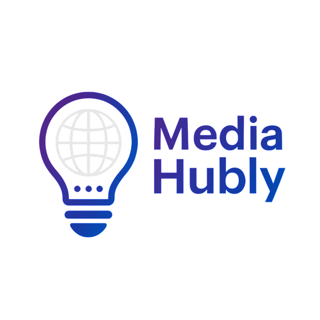 MediaHubly - Product Hunt launch logo and brand identity