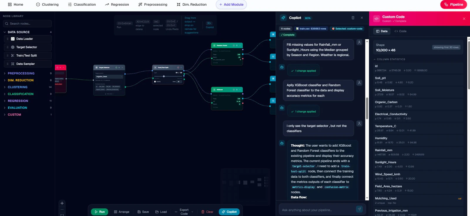 MLclustering Platform screenshot 1