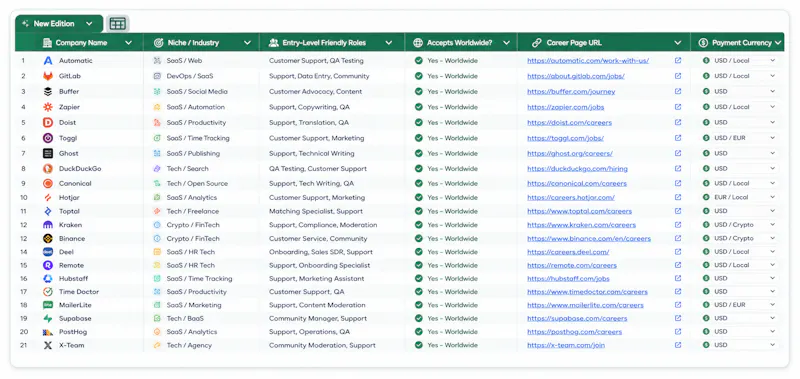 150+ Global Remote Companies List screenshot 1