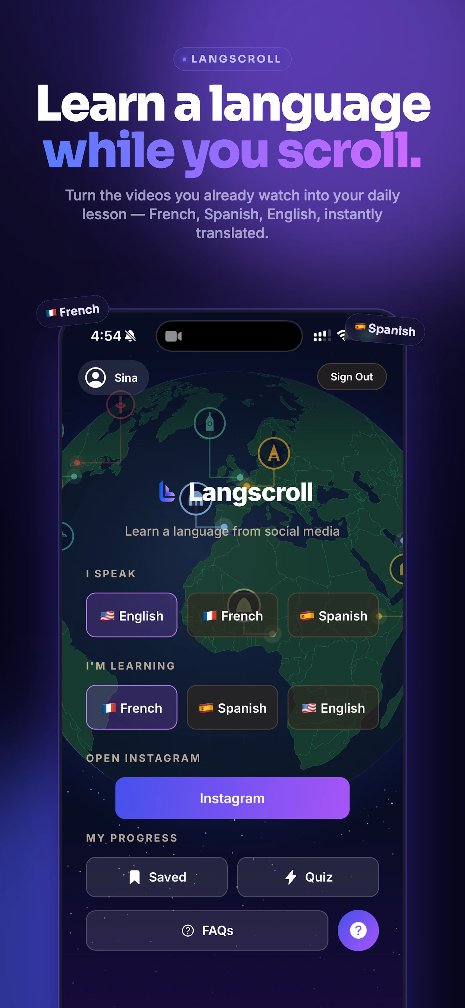 Langscroll — Turn Your Scroll Into Study screenshot 2