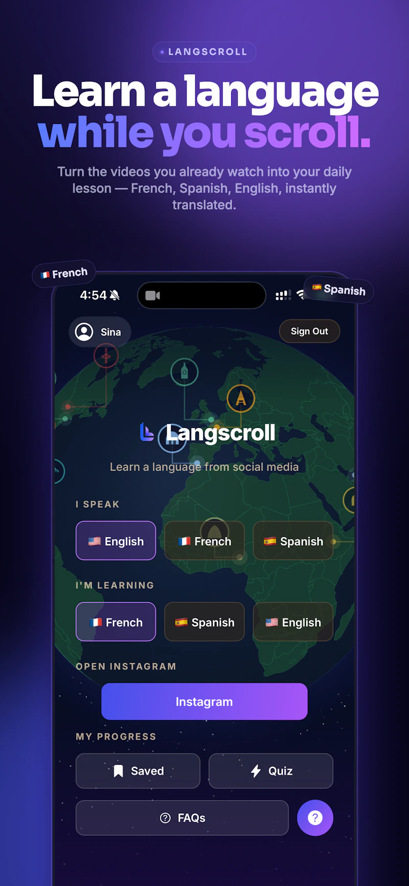 Langscroll — Turn Your Scroll Into Study screenshot 2
