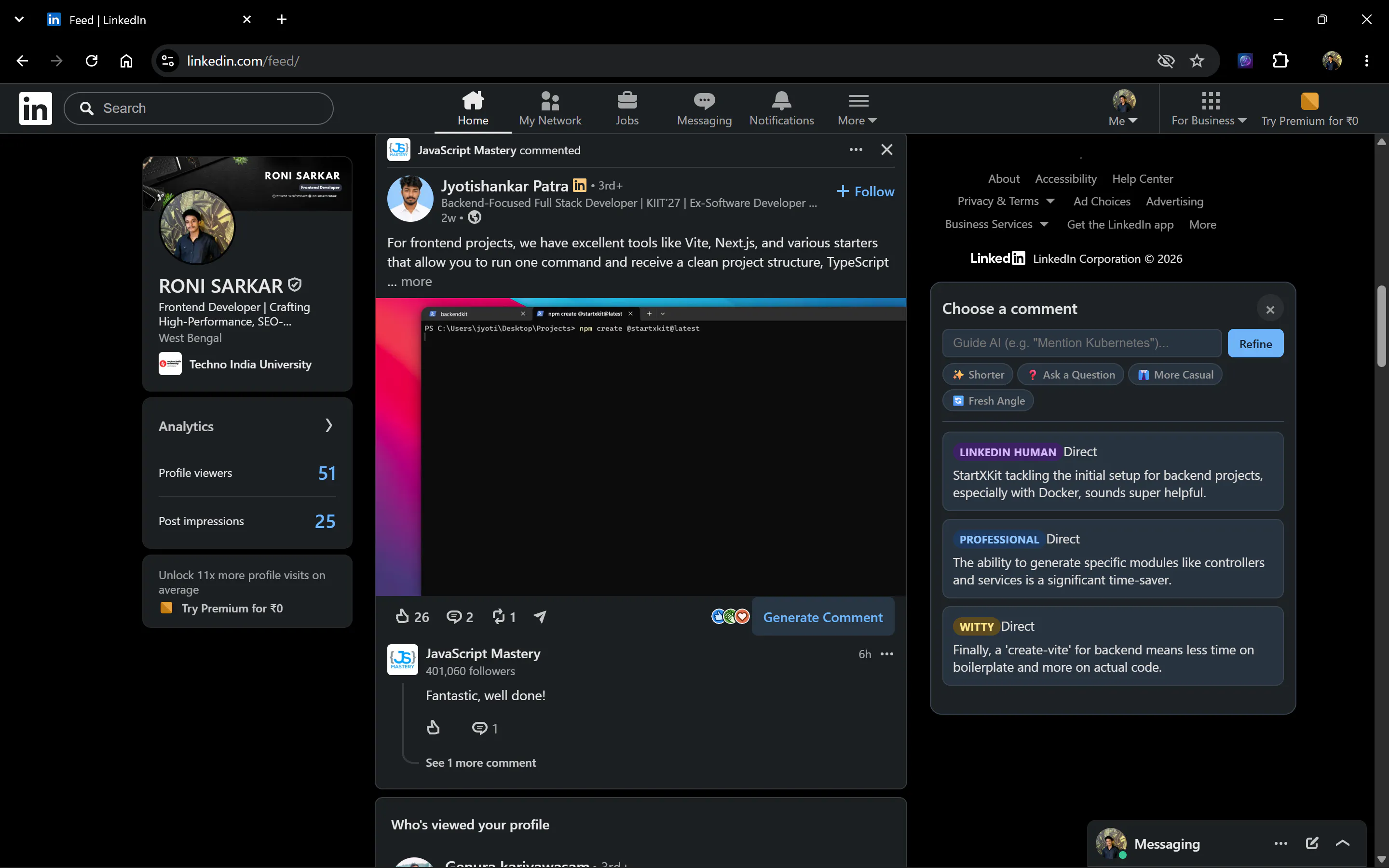 LinkedIn Comment Generator gallery image