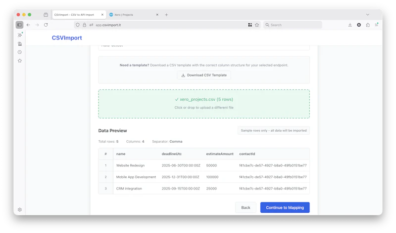 CSVImport screenshot 2