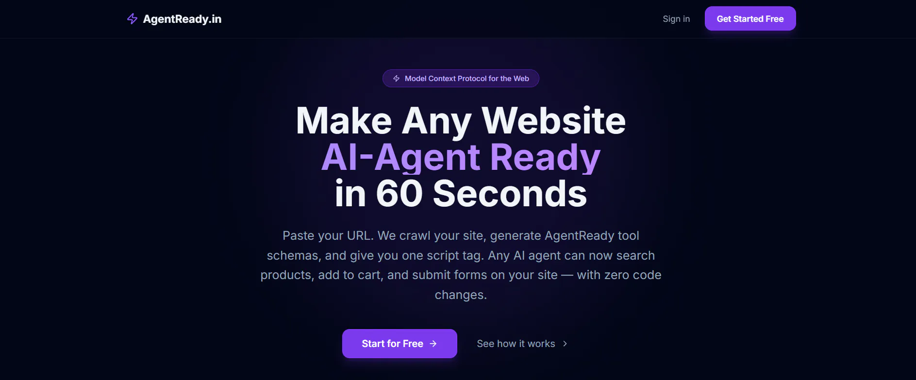 AgentReady — The AI-Web Bridge 项目横幅