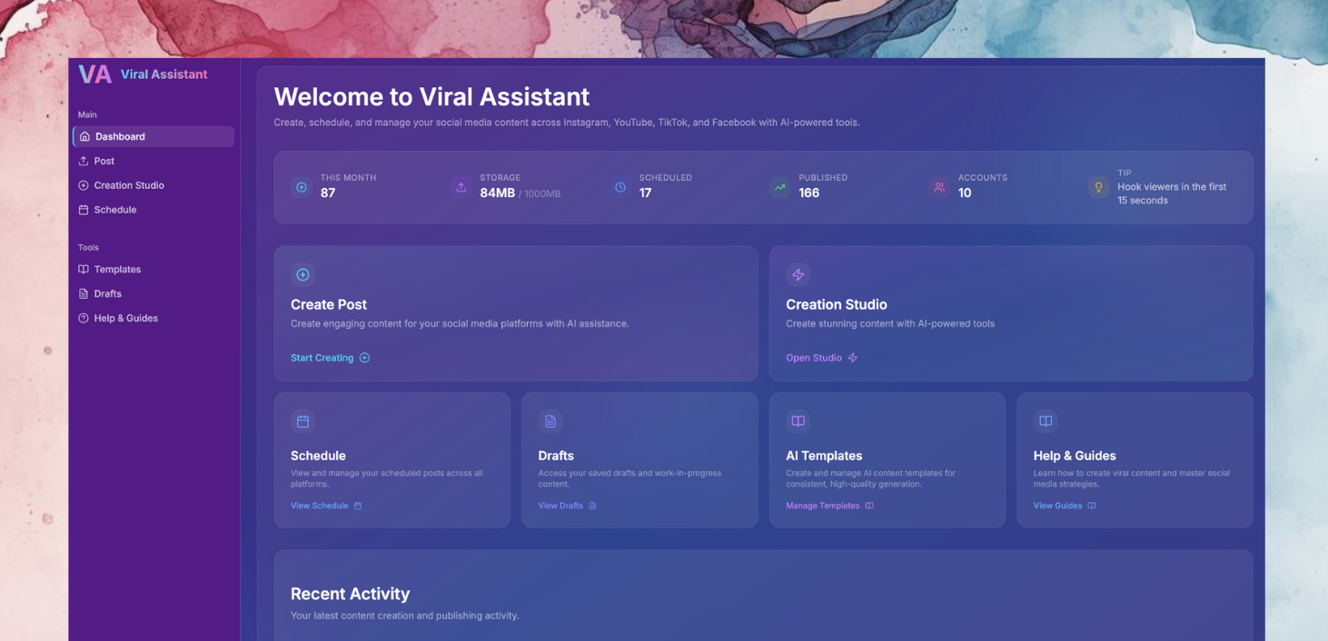 Viral Assistant - Main screenshot showing features and interface