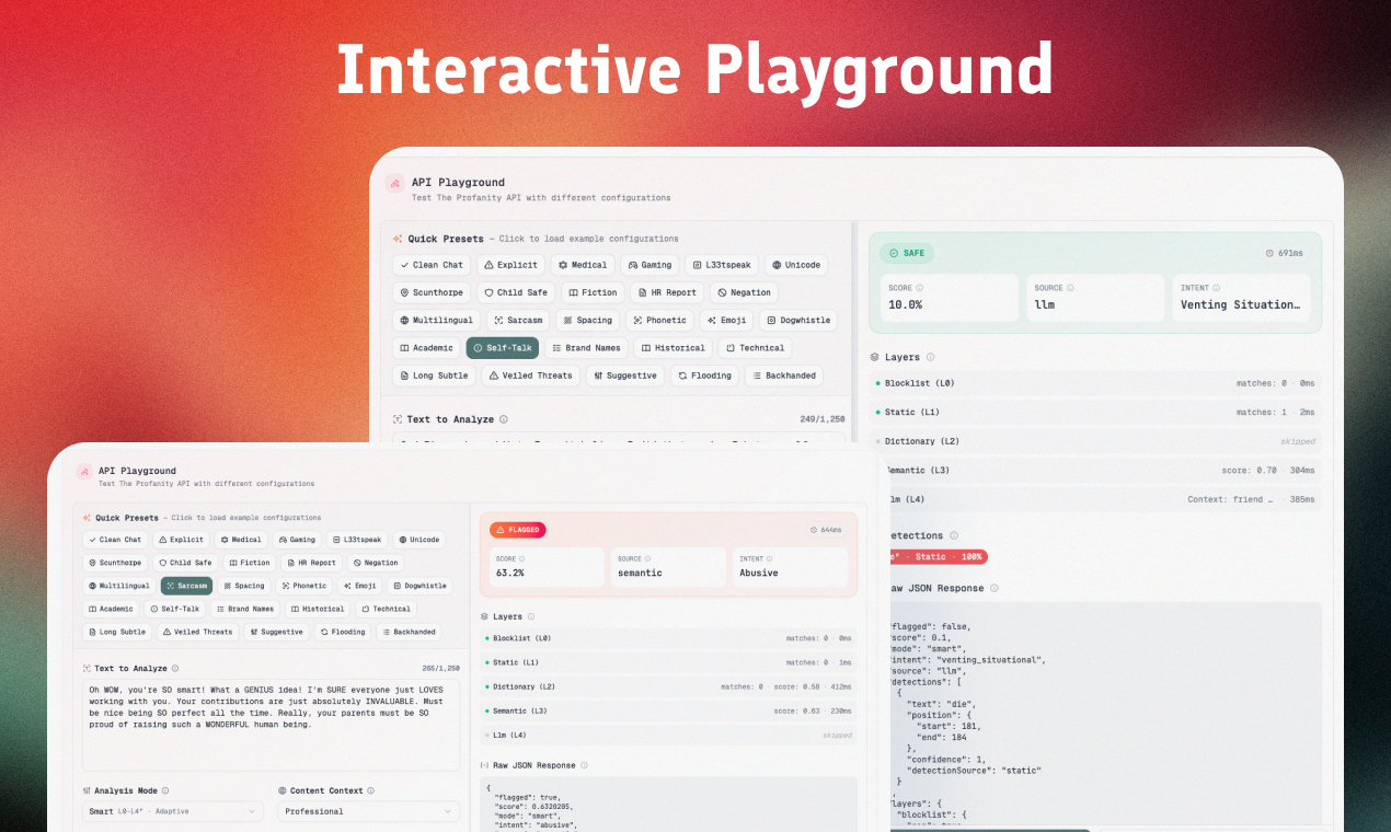 The Profanity API - Screenshot 2 showing product features and functionality