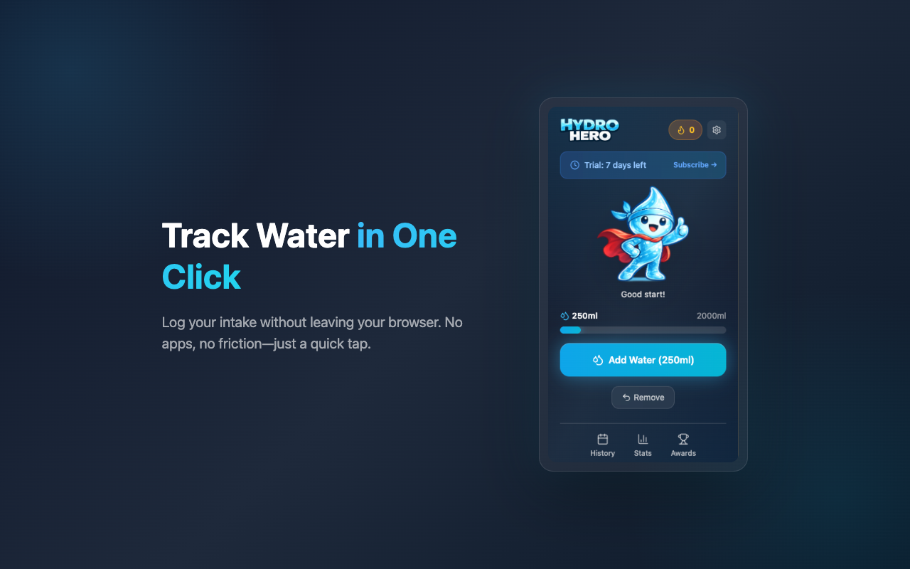 Hydro Hero - Main product screenshot demonstrating key features and user interface