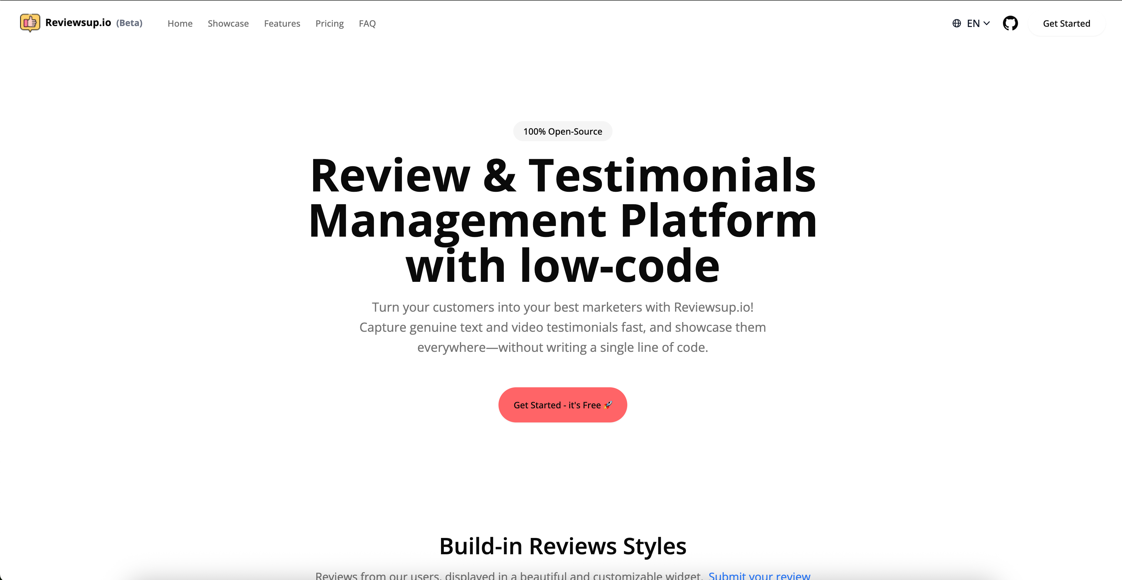 reviewsup.io - Open-source platform voor het beheren van beoordelingen en getuigenissen media 1