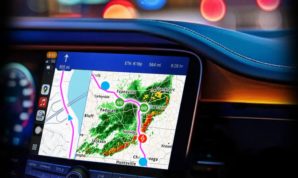Clima de manejo - Radar de viaje por carretera en tiempo real con capas de datos meteorológicos media 4
