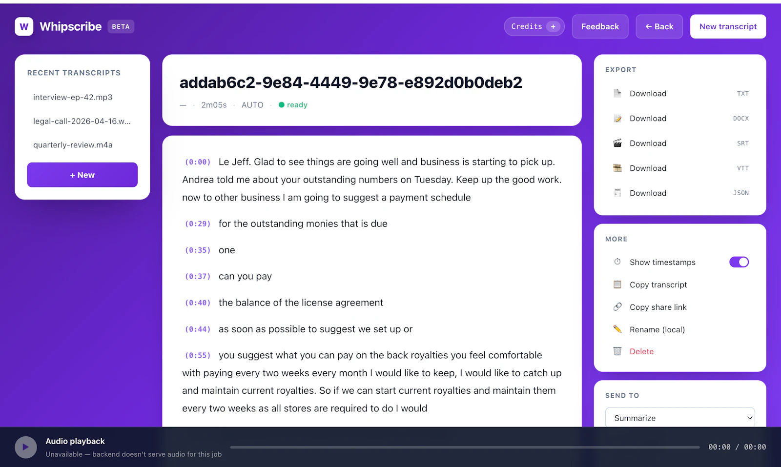 Whipscribe screenshot 2